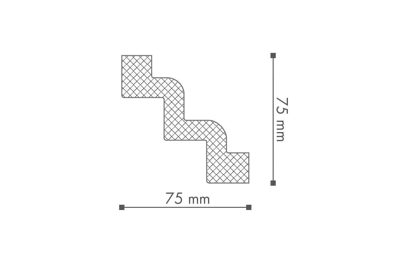 Dimensions of Z52 ARSTYL® 2M NMC Ceiling coving | DecorMania UK